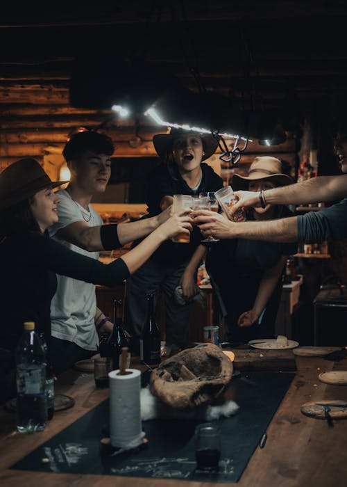 Free People Toasting their Glasses of Wine Stock Photo