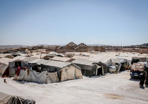 Tents in Refugee Camp in Desert