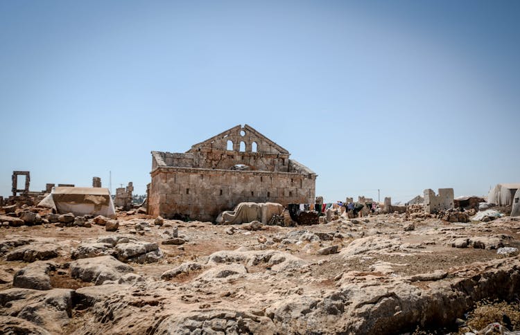 Ruins Of Building On Desert