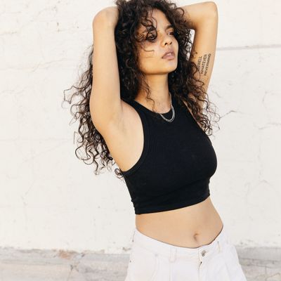 Black Ribbed Crop Top