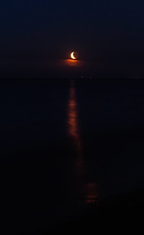 Crescent Moon in Dark Sky