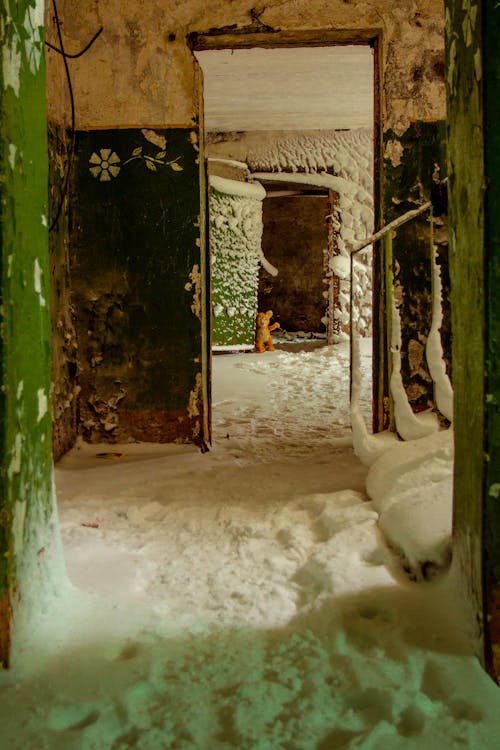 Snow Inside an Abandoned Building
