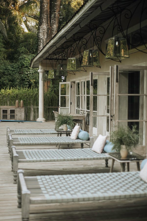 White Wooden Bench Near Green Trees