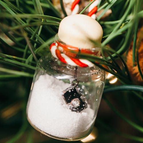 Free Half-filled Clear Glass Ornament With Miniature Camera Stock Photo