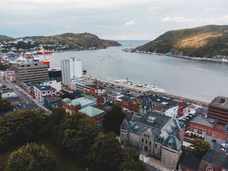 An Aerial Shot of a Coastal City