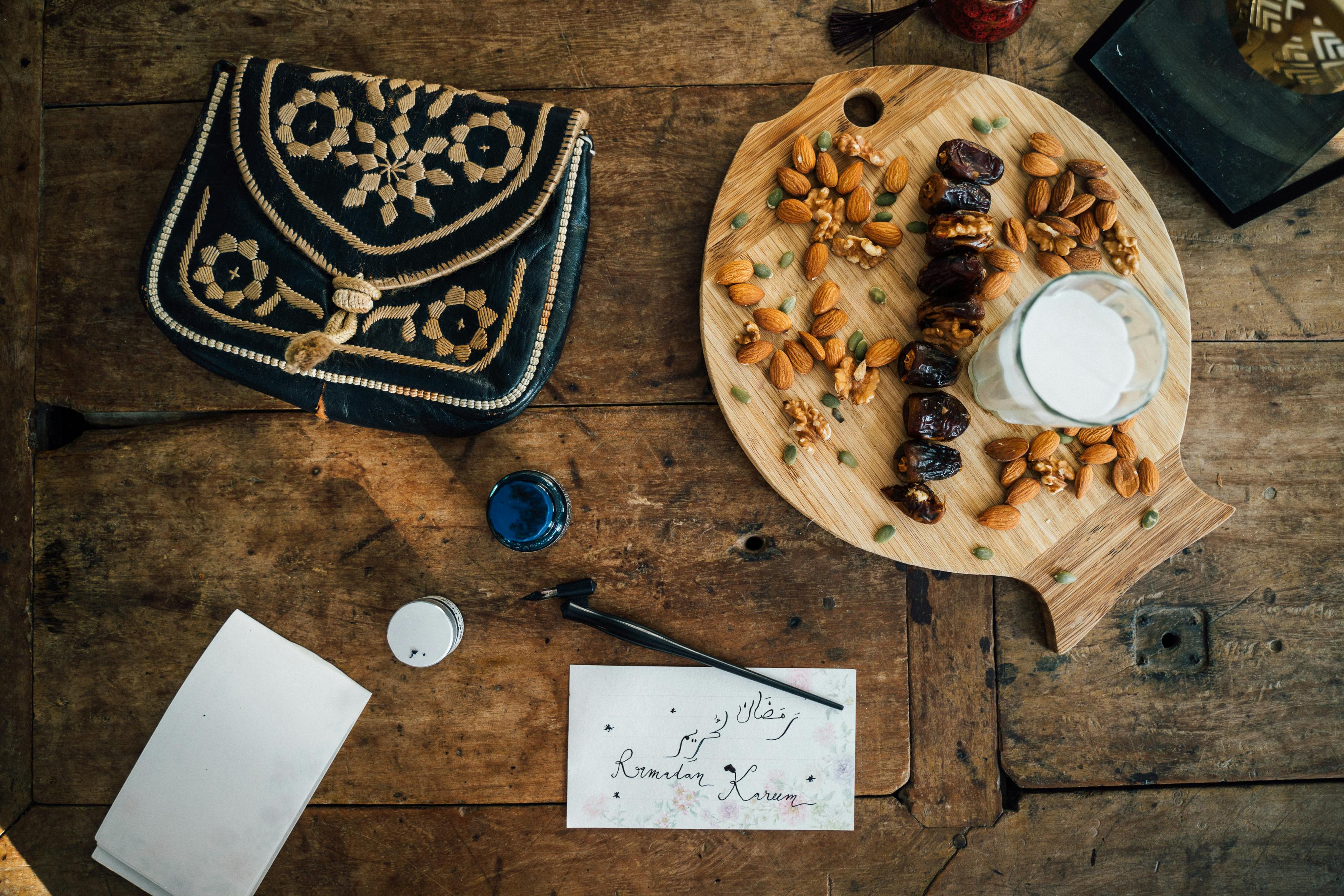 close up shot of nuts and dates