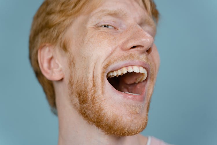 Laughing Man In Close Up Photography