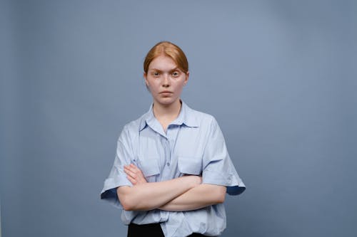 Free Woman in Blue Button Up Shirt Stock Photo