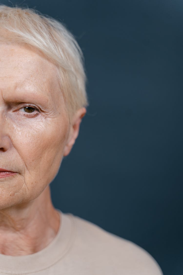 Close Up Photo Of Elderly Woman's Face