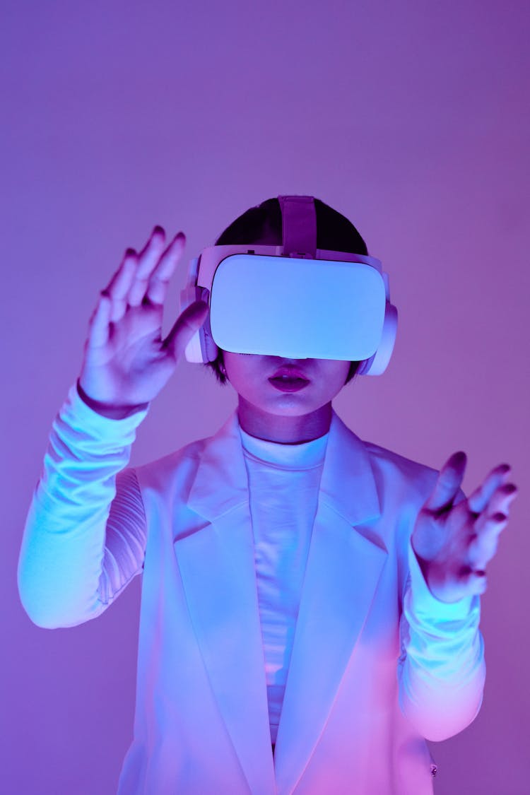 A Woman Using Virtual Goggles