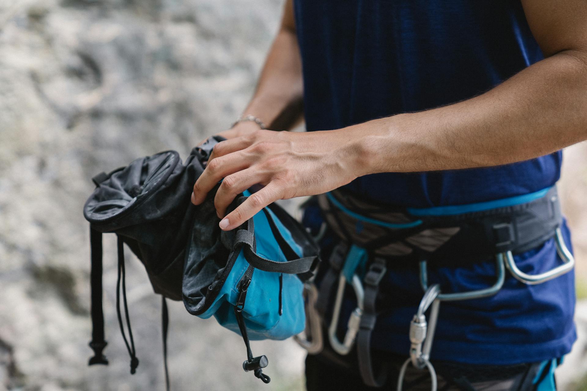 Close-Up Shot of a Person Holding a Harness