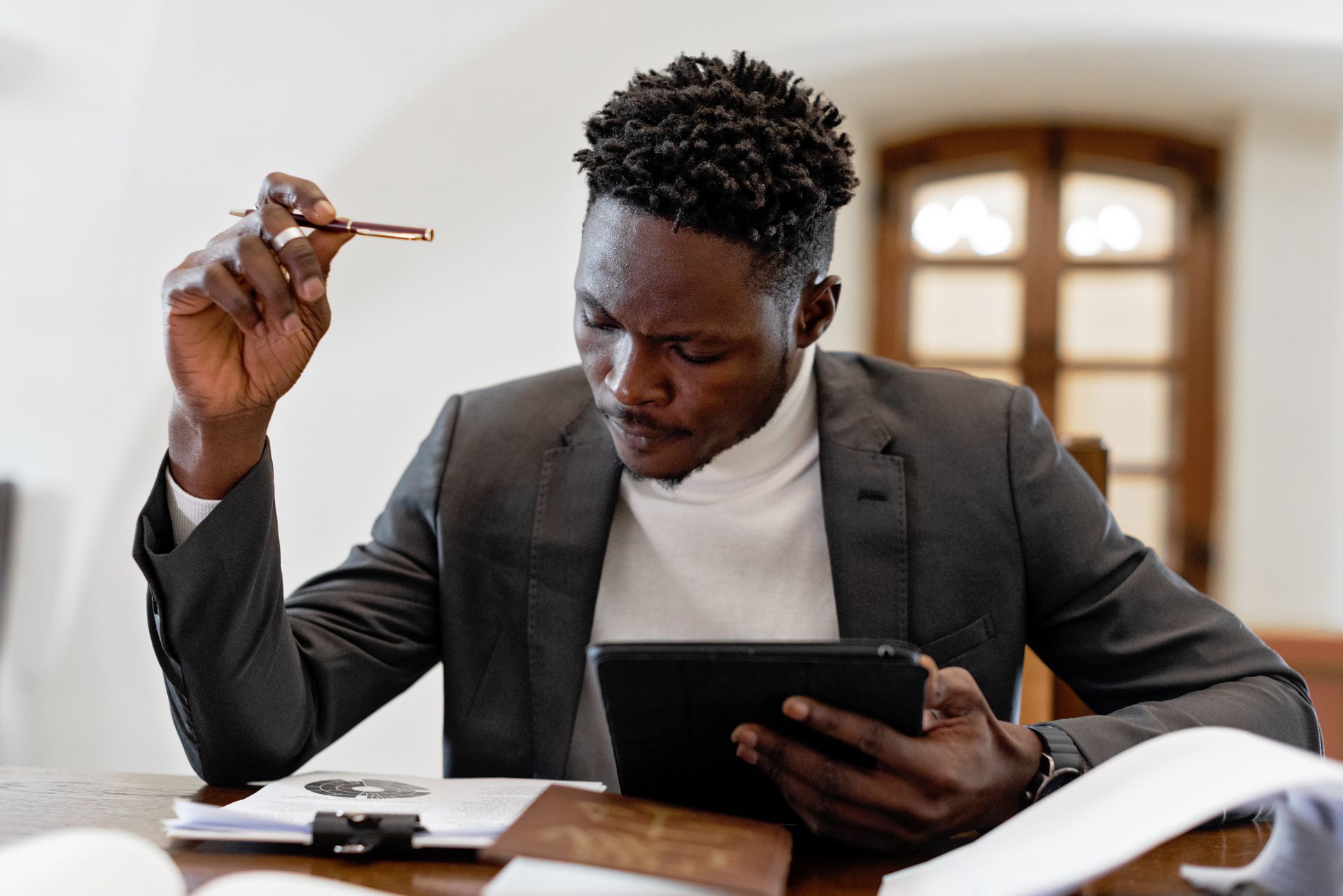 Focused Man Working in Office