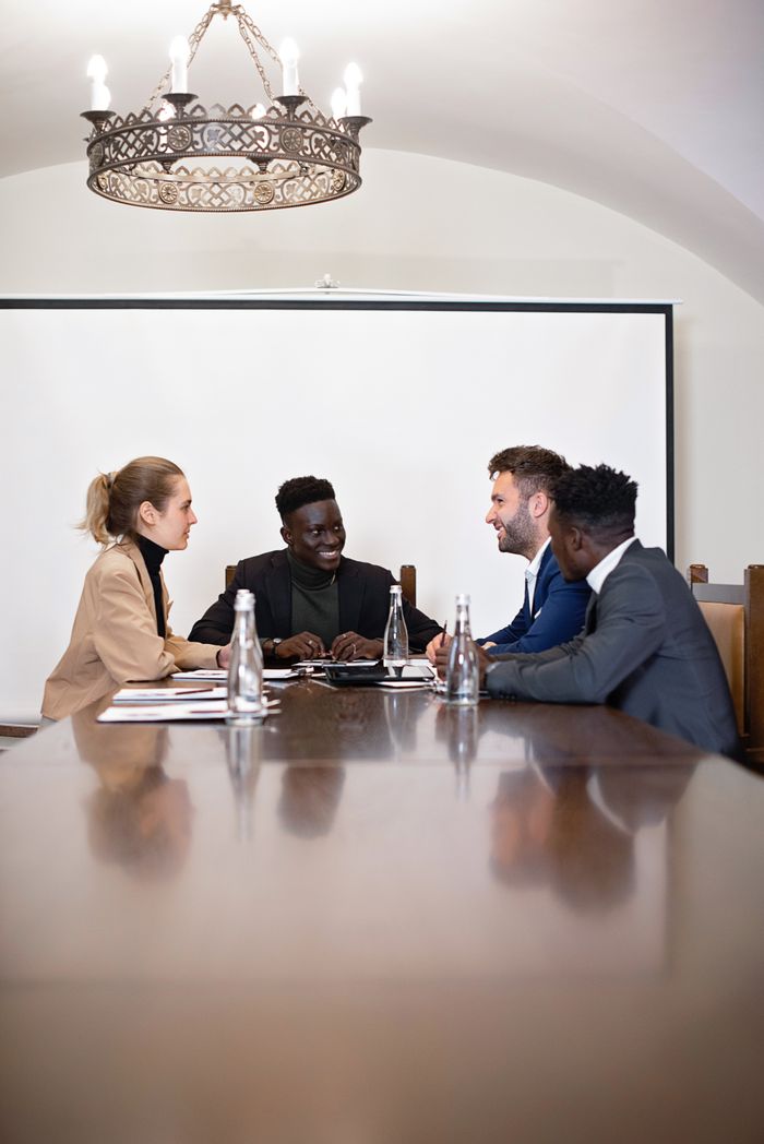 Mixed executive team in discussion
