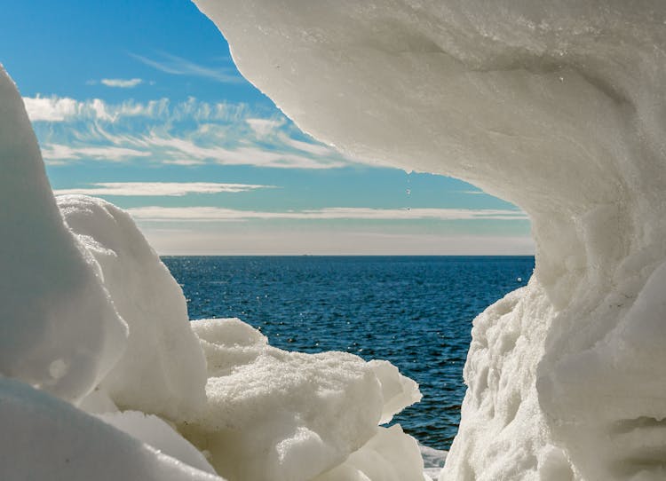 View Of Sea From Gap Between Ice Formations