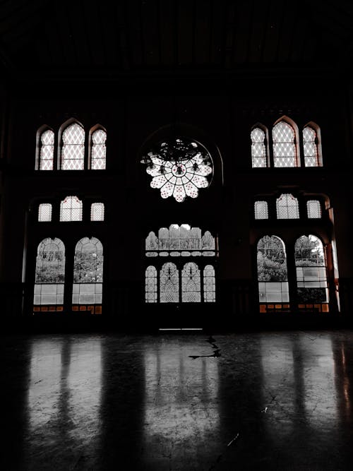 Silhouetted Interior of a Gothic Building