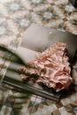Pink and White Floral Textile