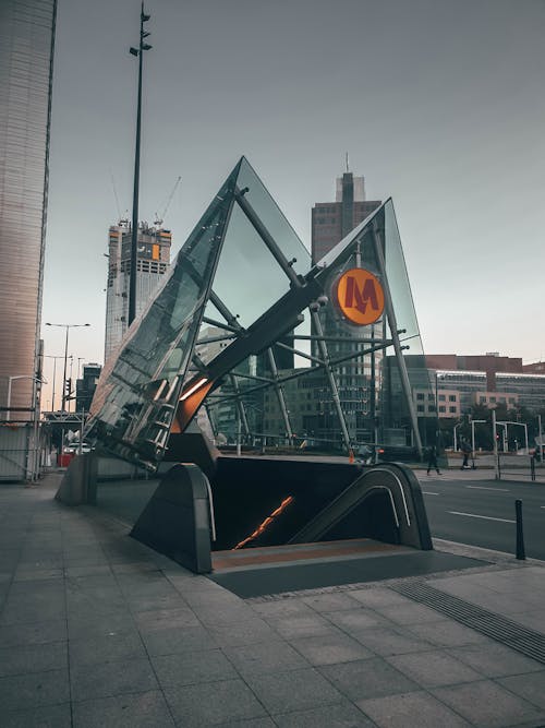 Free Entrance to Subway Metro Station in Warsaw Poland Stock Photo