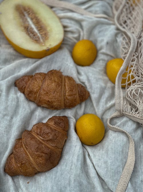 Základová fotografie zdarma na téma chleba, citrony, croissant