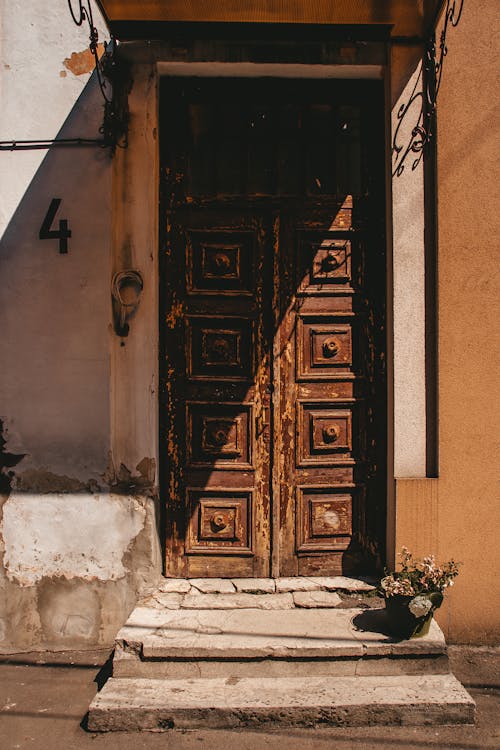 Photo of a Brown Wooden Door