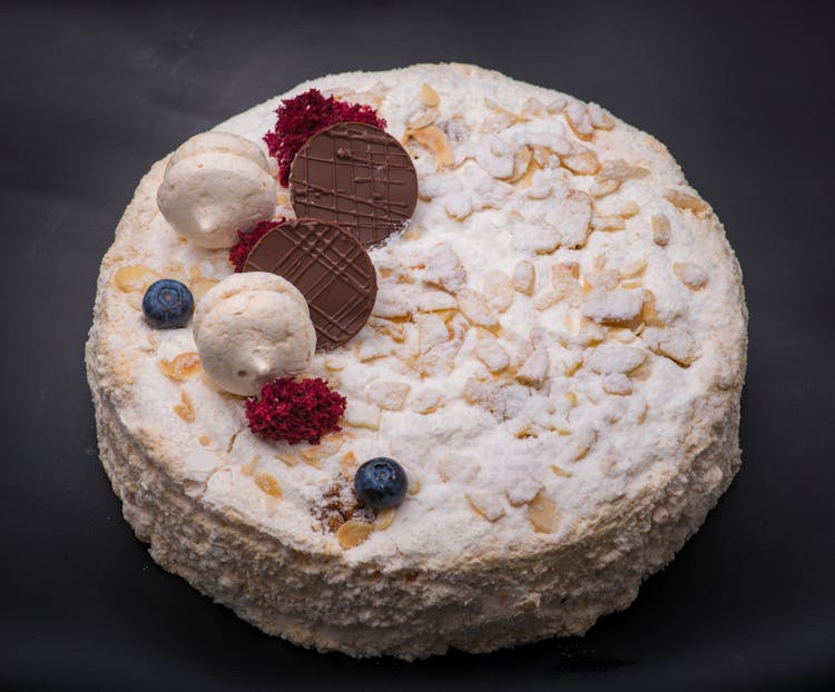 Cake With Fruit And Cookies