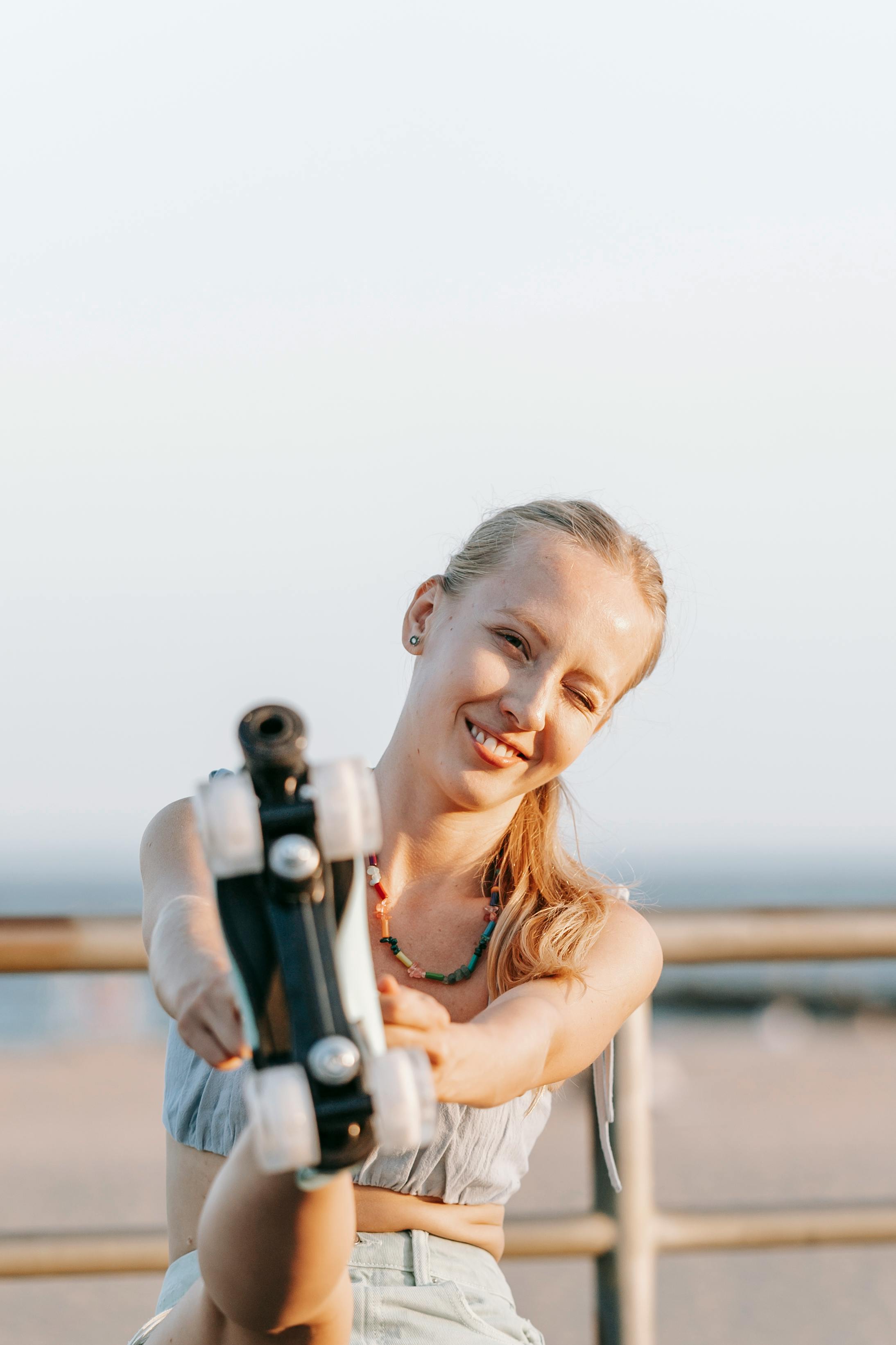 a woman wearing roller skates