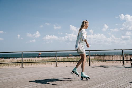 A Woman Roller Skating