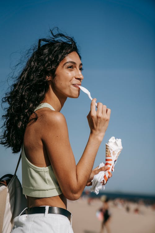 Woman Eating an Ice Cream