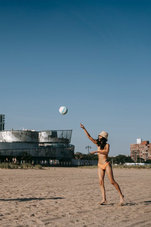 Free stock photo of adult, ball, beach