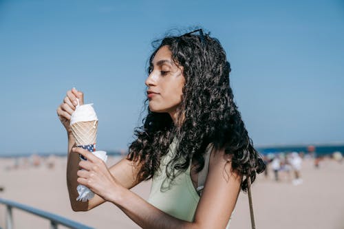 A Woman Eating Ice Cream