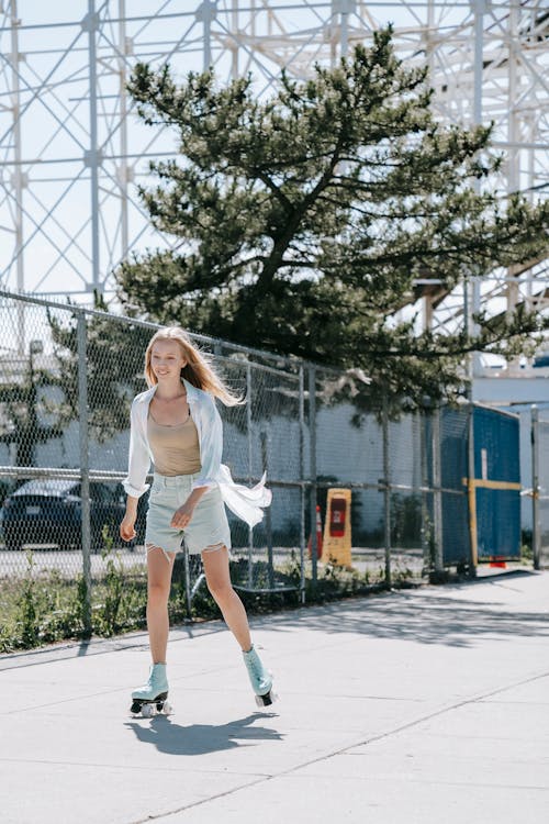 Young Woman Roller Skating 