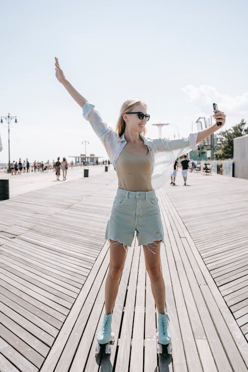 Young Woman Roller Skating 