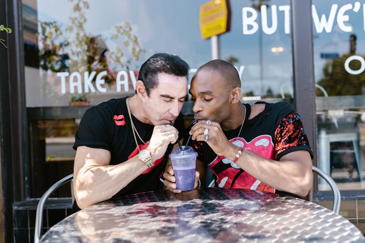 A Couple Drinking Smoothie Together