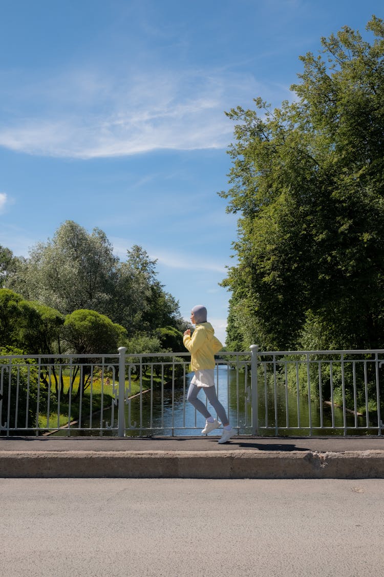 
A Woman In A Hijab Jogging