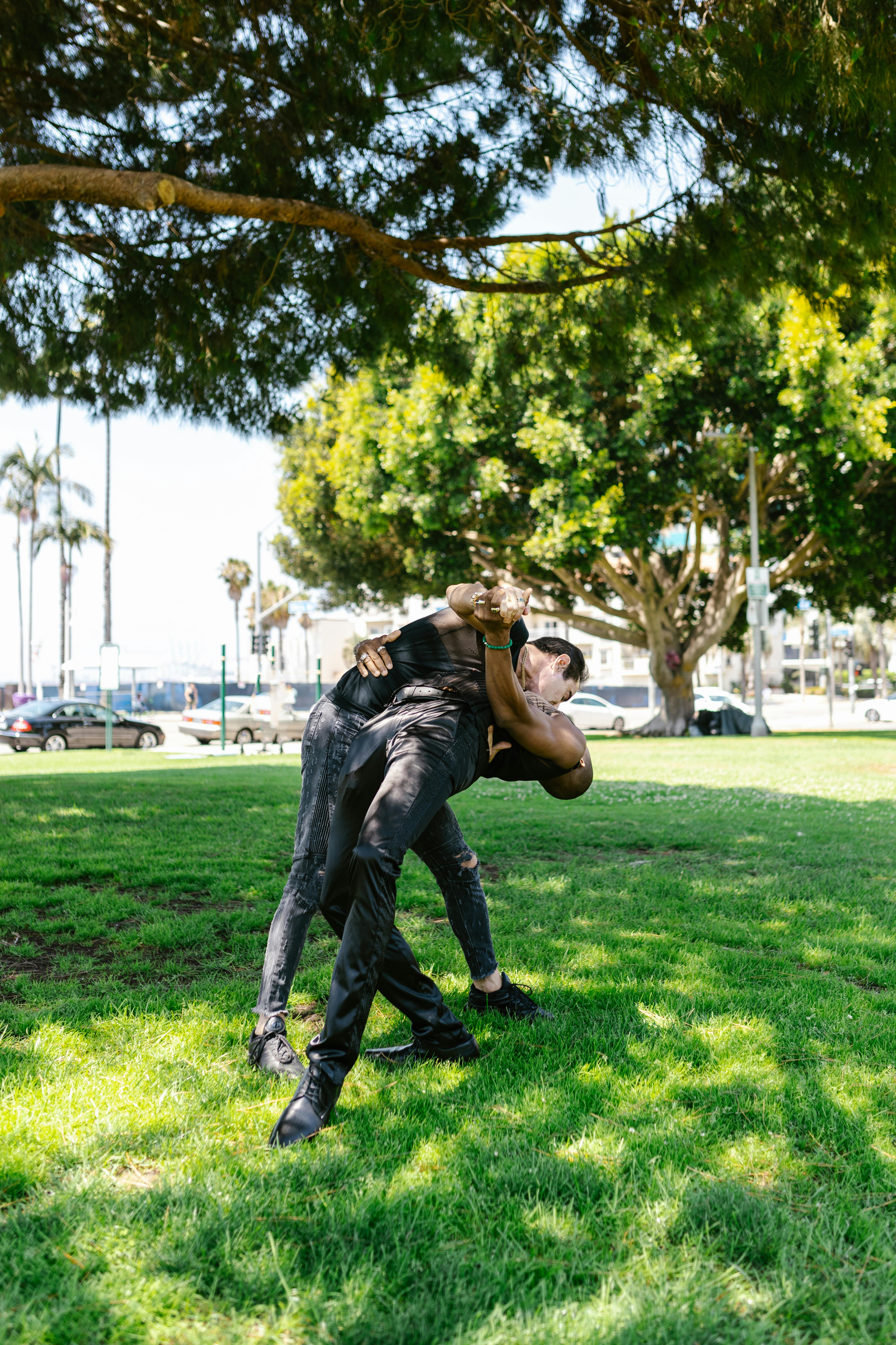 man dancing in the park