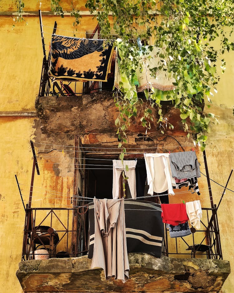 
Hanged Clothes At A Balcony