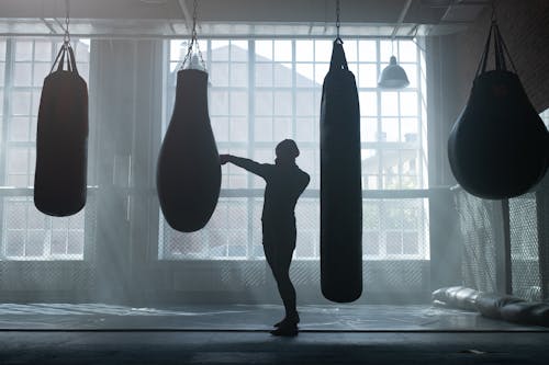 Free Silhouette of Person in Boxing Gym Stock Photo
