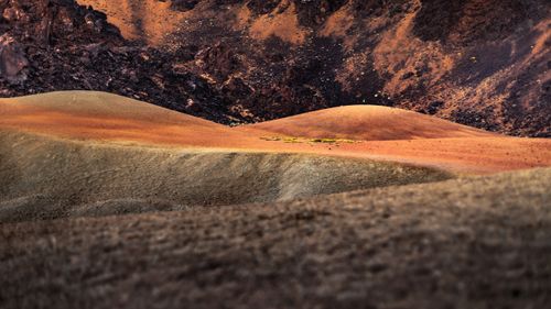 Free Dynamic volcanic landscape with colorful dunes in Tenerife, Spain. Stock Photo
