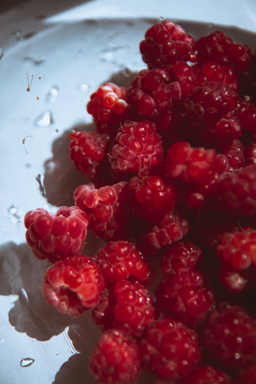 Raspberries in Close-Up Photography