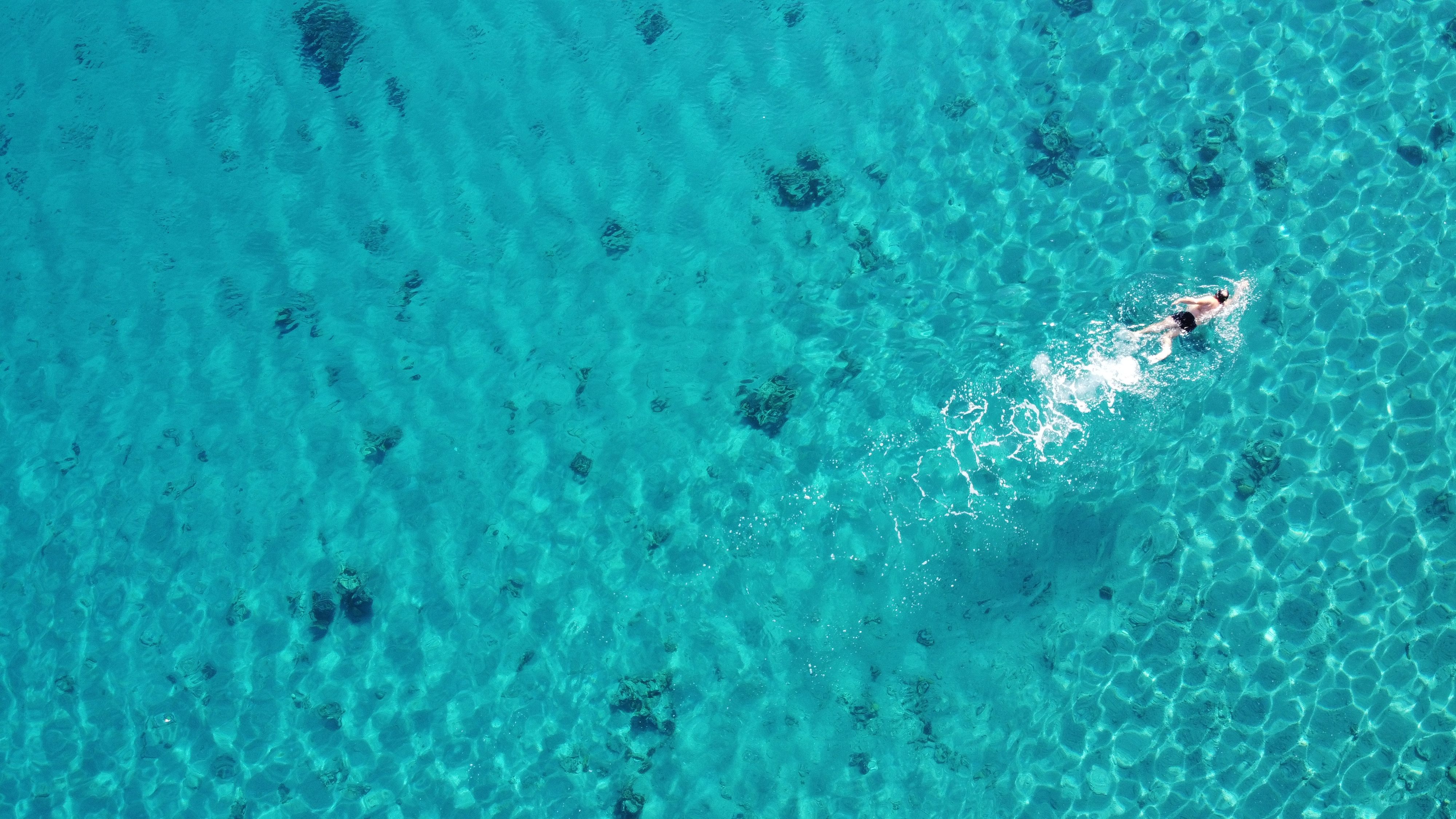 Aerial Photo of a Woman Floating in the Ocean · Free Stock Photo