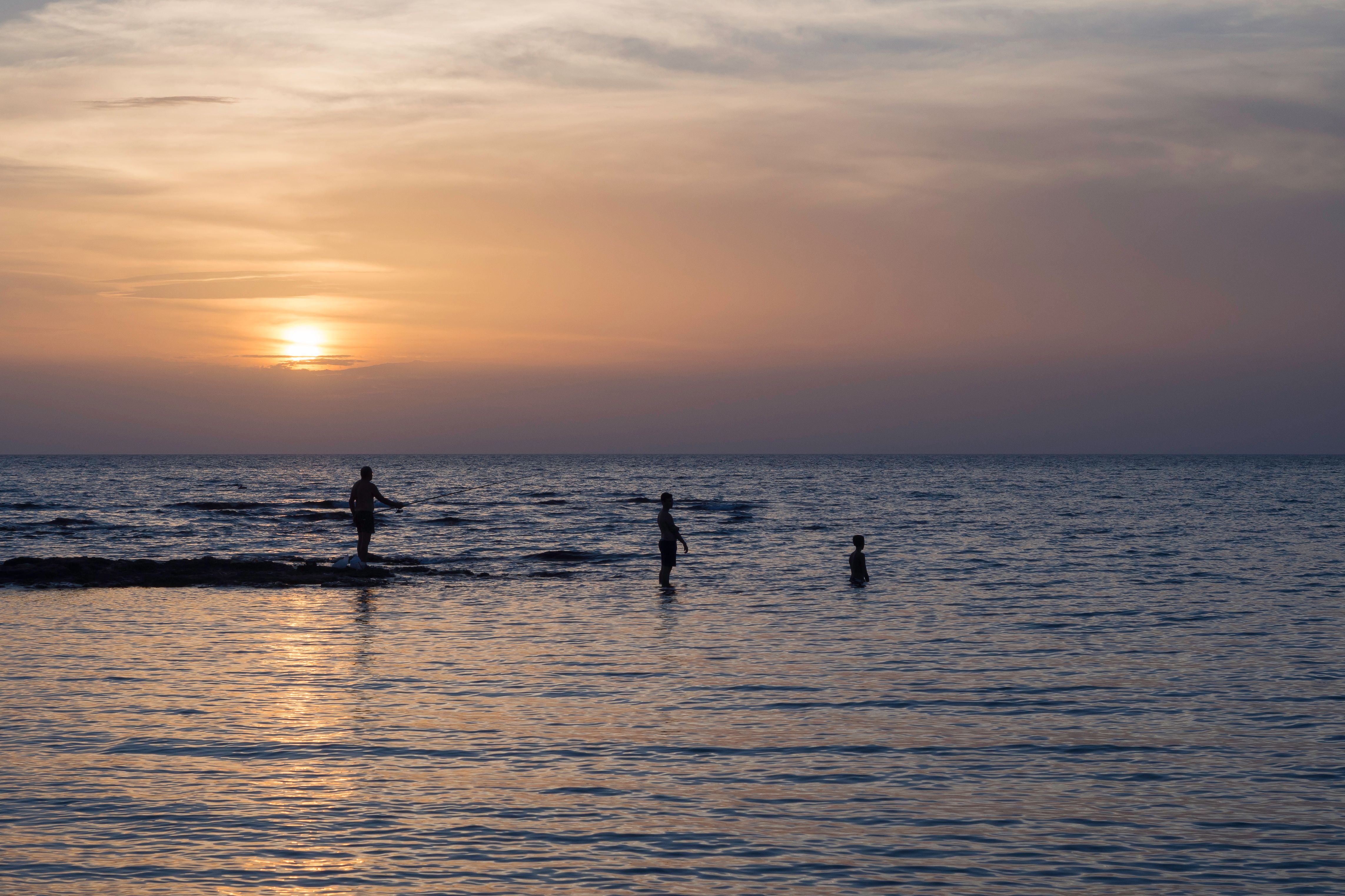 Silhouette of People Standing on the Beach during Sunset · Free Stock Photo