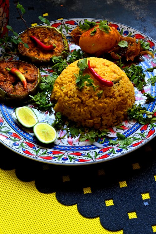 Traditional Food on Plate on Table