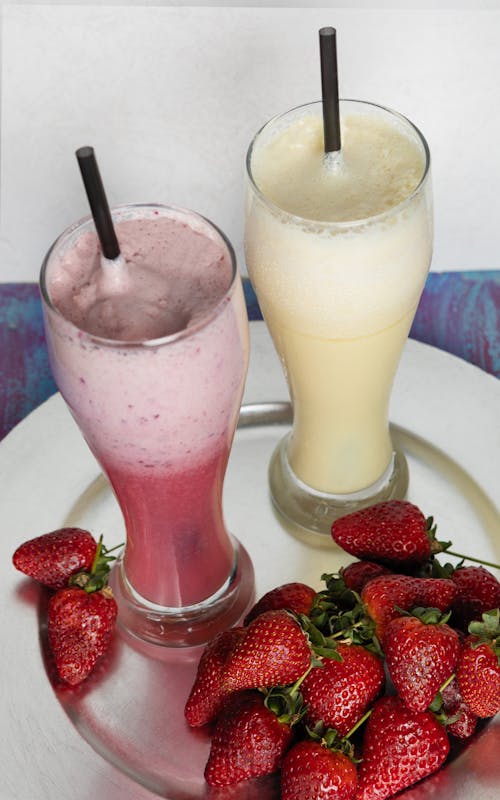 Close-Up Shot of Glasses of Fruit Shake