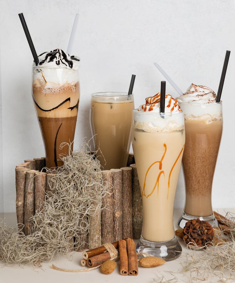 Glasses Of Sweet Cold Frappuccino 