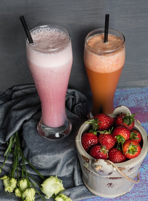 과일 주스, 딸기, 수직 쐈어의 무료 스톡 사진