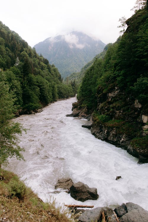  River with Rocks Near the Green Mountains