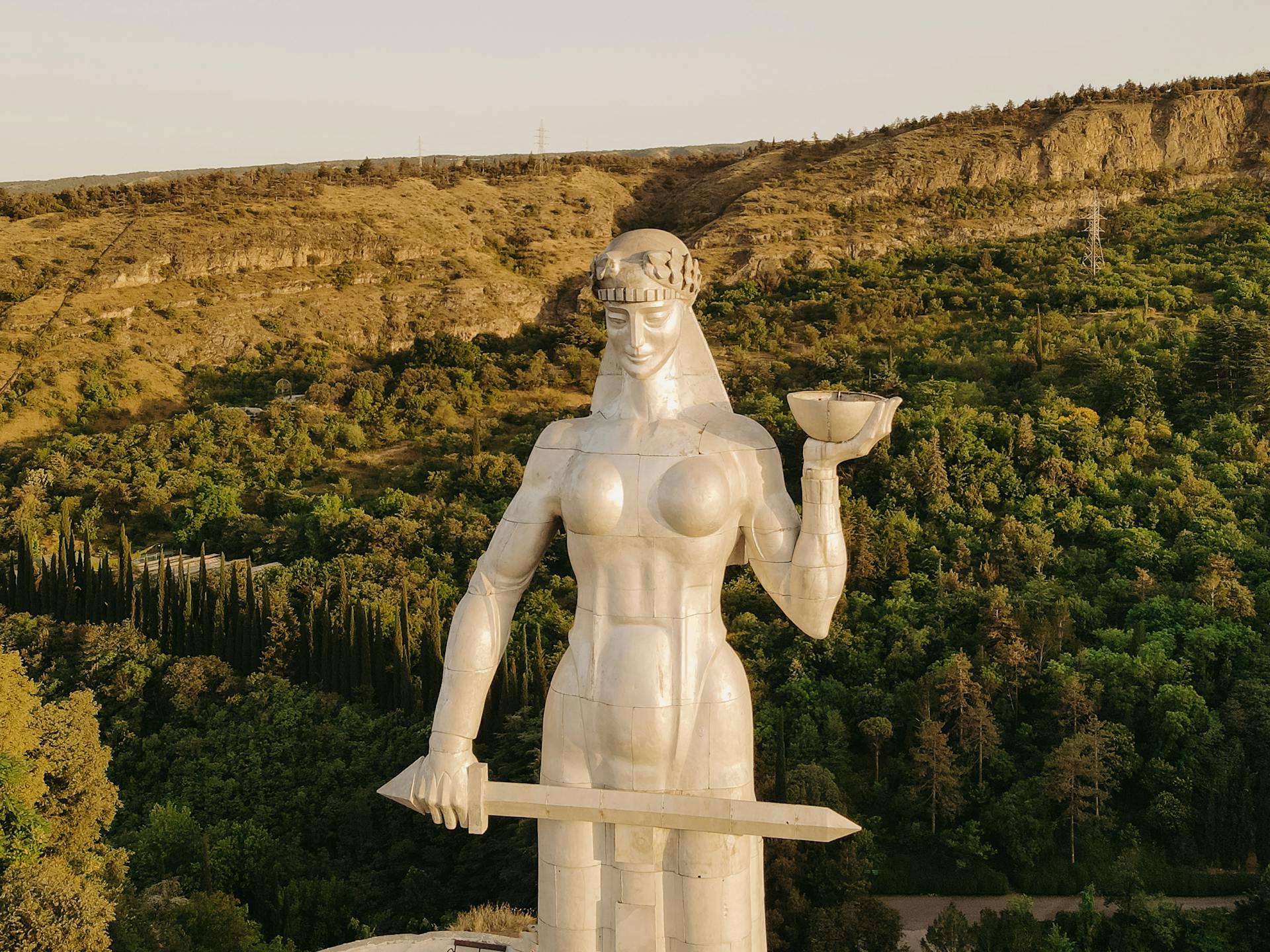 A Statue of a Woman Holding a Sword