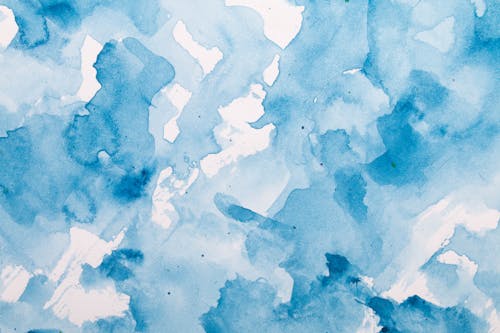 Blue and White Abstract Watercolor Painting