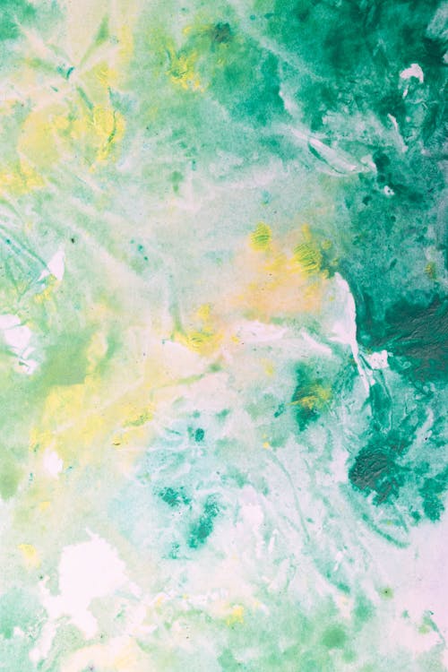 Yellow and Green Abstract Watercolor Painting