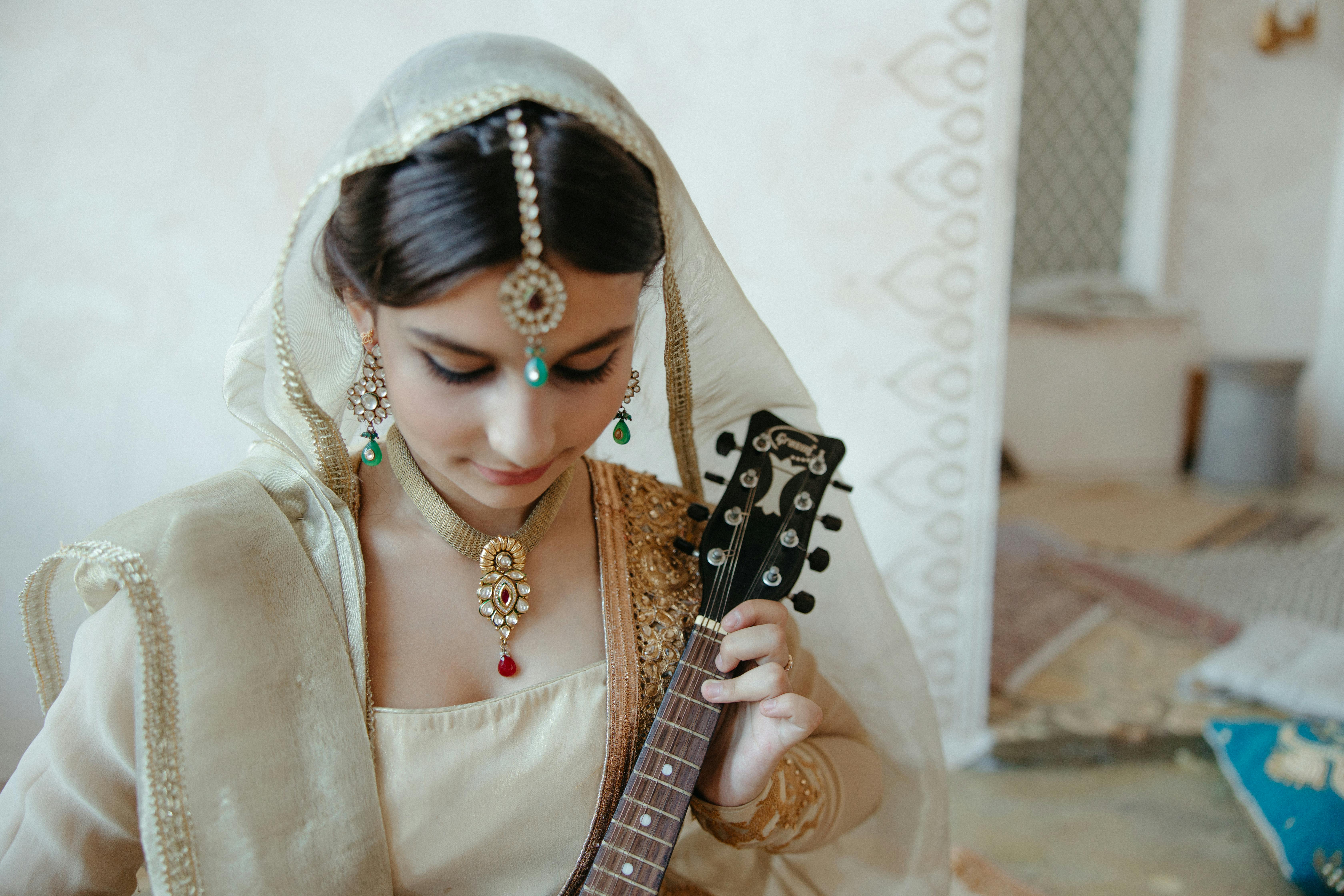 Beautiful Woman with Mandolin in Hands · Free Stock Photo