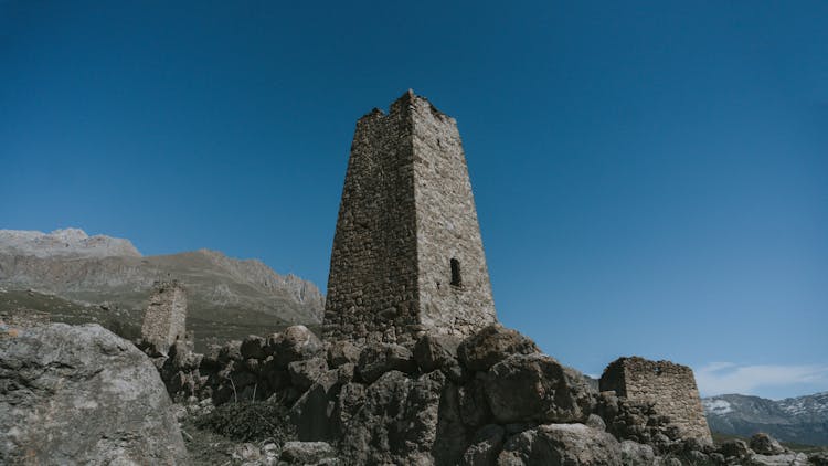 Guard Tower Of Abandoned Town Tsmiti In Alania, Russia